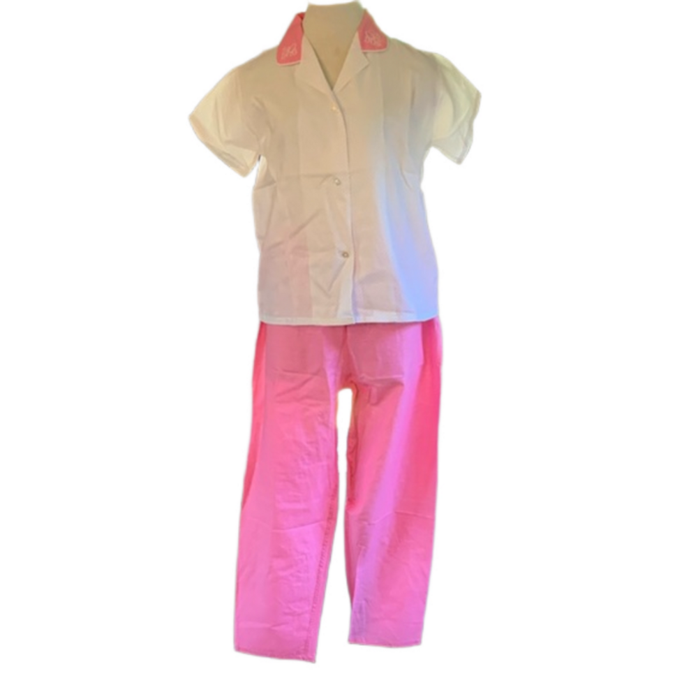JC Pennneys vintage dead stock Gaymode sz 34 pink polka dot pj set